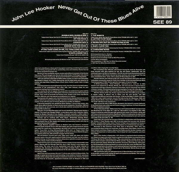 John Lee Hooker - Never Get Out Of These Blues Alive | See For Miles Records Ltd. (SEE 89) - 2