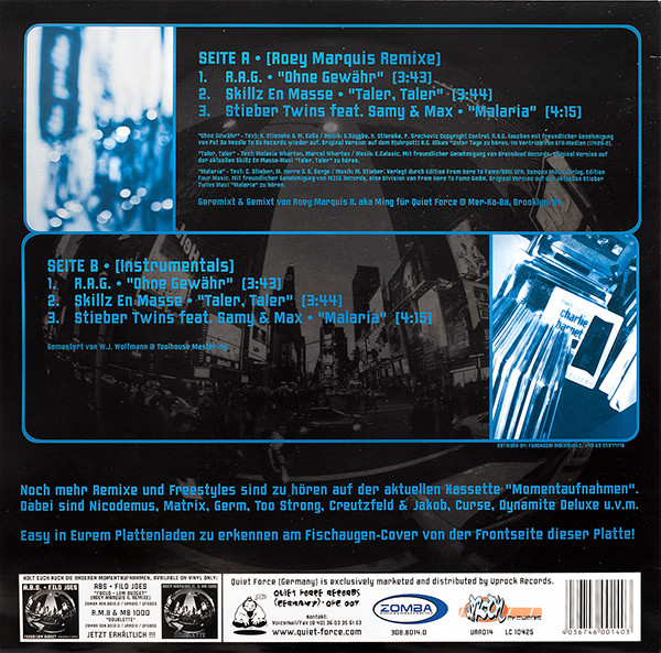 Stieber Twins Feat. Samy Deluxe & Max Herre / RAG • Skills En Masse - Malaria • Ohne Gewähr • Taler, Taler (Roey Marquis Remixe) | Quiet Force Records (Germany) (QFG 007) - 2