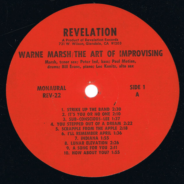 Warne Marsh - The Art Of Improvising | Revelation Records (Revelation 22) - 3 Warne Marsh - The Art Of Improvising | Revelation Records (Revelation 22) - 3