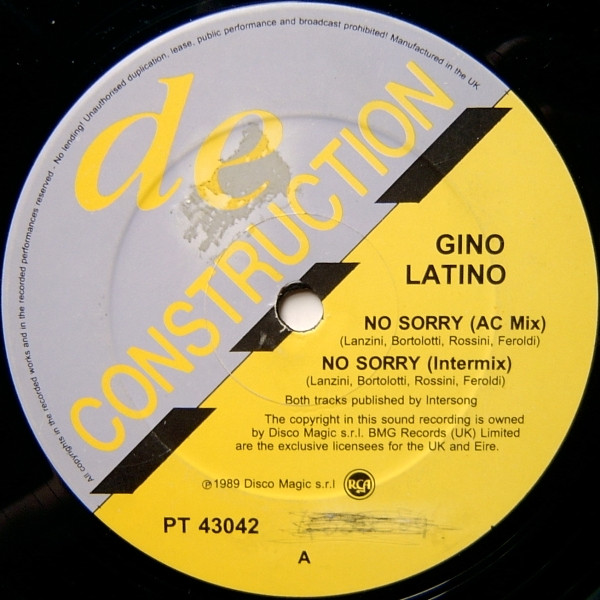 Gino Latino - No Sorry | Deconstruction (PT 43042) - 3