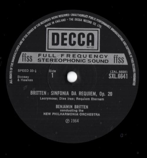Benjamin Britten , Mstislav Rostropovich - Sinfonia Da Requiem / Cello Symphony | Decca (SXL 6641) - 3
