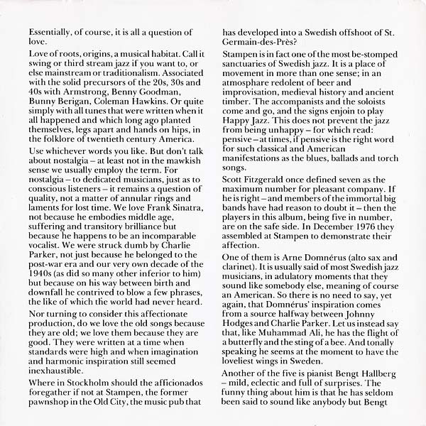 Arne Domnérus , Bengt Hallberg , Georg Riedel , Egil Johansen + Lars Erstrand - Jazz At The Pawnshop | Proprius (PRCD 7778) - 4