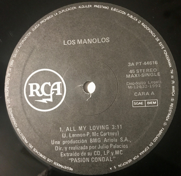 Los Manolos - All My Loving | RCA (3A PT-44616) - 3 Los Manolos - All My Loving | RCA (3A PT-44616) - 3