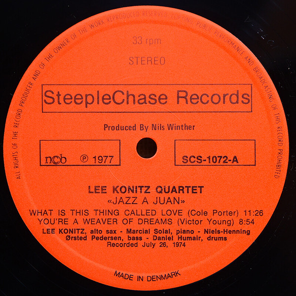 The Lee Konitz Quartet - Jazz À Juan | SteepleChase (SCS-1072) - 3