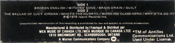 Marianne Faithfull - Broken English [Cassette] | Island Records (M5 9570) - 3