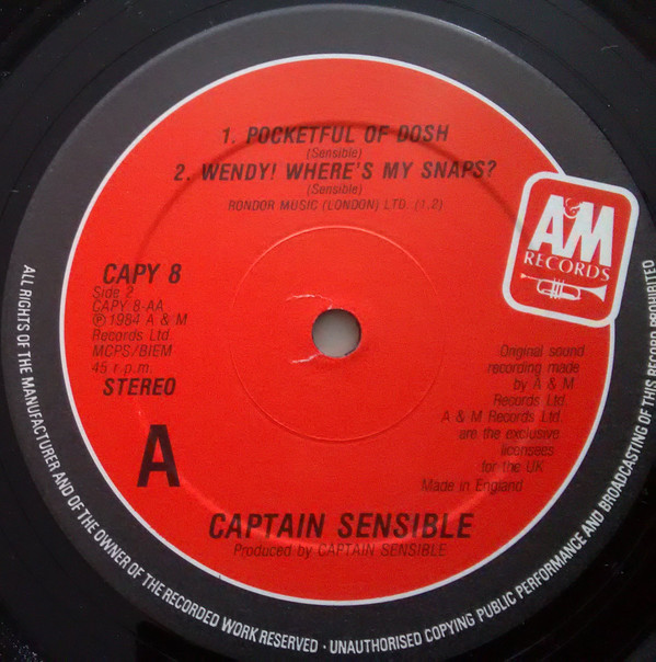 Captain Sensible - One Christmas Catalogue | A&M Records (CAPY 8) - 4