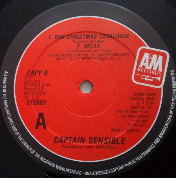 Captain Sensible - One Christmas Catalogue | A&M Records (CAPY 8) - 3