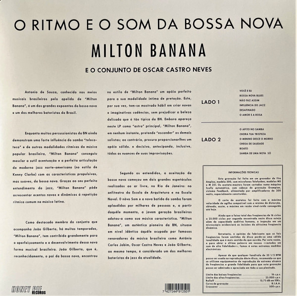Milton Banana Com Conjunto Oscar Castro Neves - O Ritmo E O Som Da Bossa Nova | Honey Pie Records (Honey068) - 2