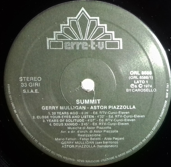 Gerry Mulligan / Astor Piazzolla - Summit | Carosello (ORL 8588) - 3 Gerry Mulligan / Astor Piazzolla - Summit | Carosello (ORL 8588) - 3