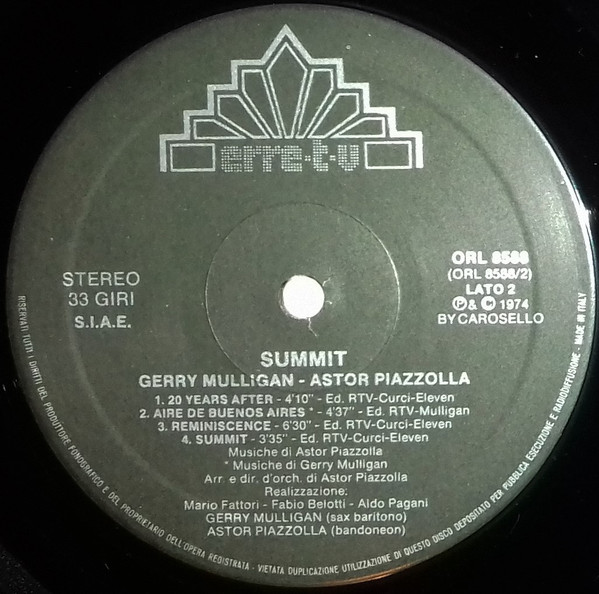 Gerry Mulligan / Astor Piazzolla - Summit | Carosello (ORL 8588) - 4 Gerry Mulligan / Astor Piazzolla - Summit | Carosello (ORL 8588) - 4