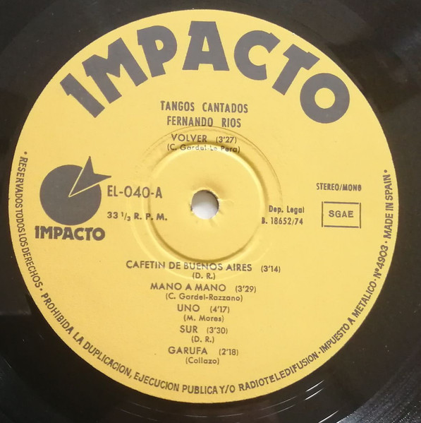 Fernando Rios - Tangos Cantados | Impacto (EL-040) - 3