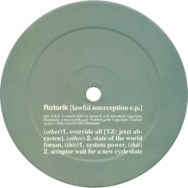 Rotorik - Lawful Interception E.P. | Feis (feis 018-6)