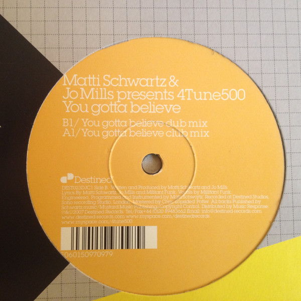 Matt Schwartz & Jo Mills Presents 4Tune 500 - You Gotta Believe | Destined Records (DEST023DJC1) - 4