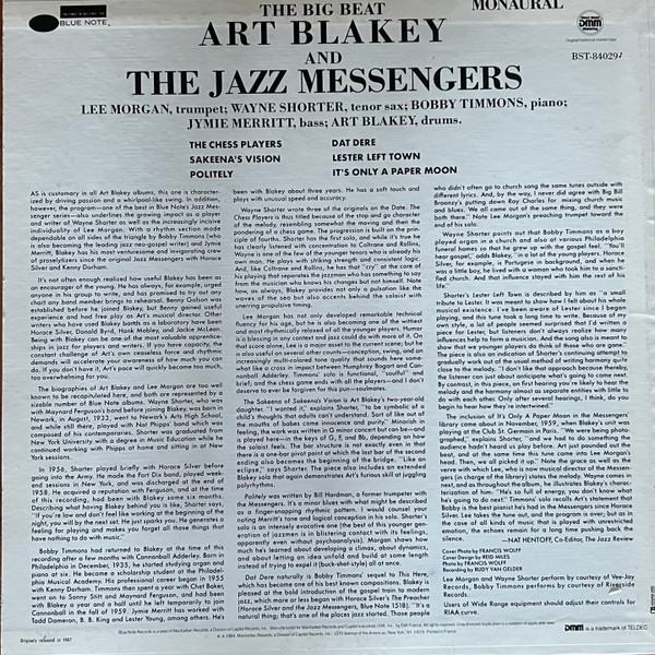 Art Blakey & The Jazz Messengers - The Big Beat | Blue Note (BST 84029) - 2
