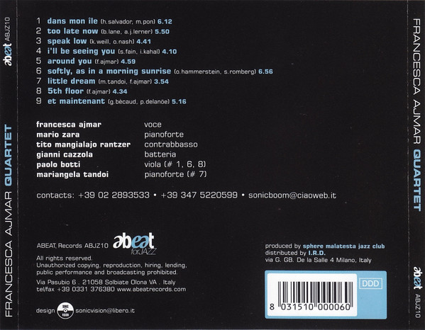 Francesca Ajmar Quartet - Francesca Ajmar Quartet | Abeat Records (ABJZ10) - 2