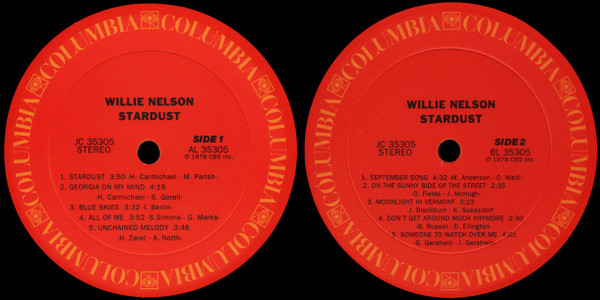 Willie Nelson - Stardust | Classic Records (JC 35305) Willie Nelson - Stardust | Classic Records (JC 35305)