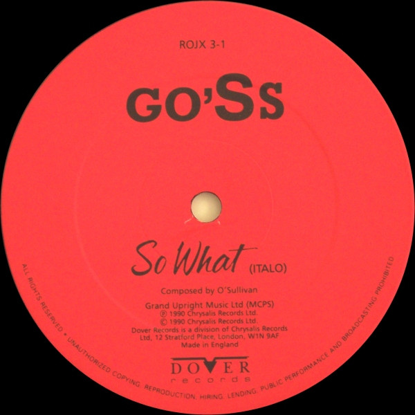 Go'Ss - So What (E'-Allora) | Dover Records (ROJX 3) - 3