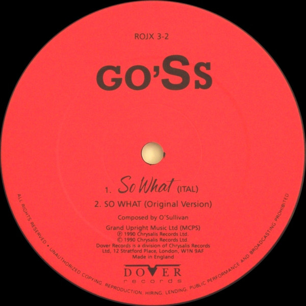 Go'Ss - So What (E'-Allora) | Dover Records (ROJX 3) - 4