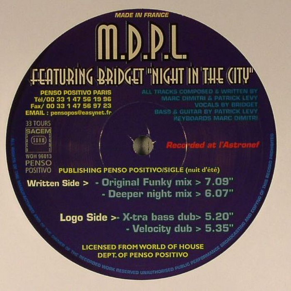 M.D.P.L. Featuring Bridget - Night In The City | World Of House (WOH 96013) - main M.D.P.L. Featuring Bridget - Night In The City | World Of House (WOH 96013) - main