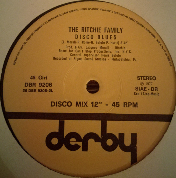 The Ritchie Family - Lady Luck / Disco Blues | Derby (DBR 9206)
