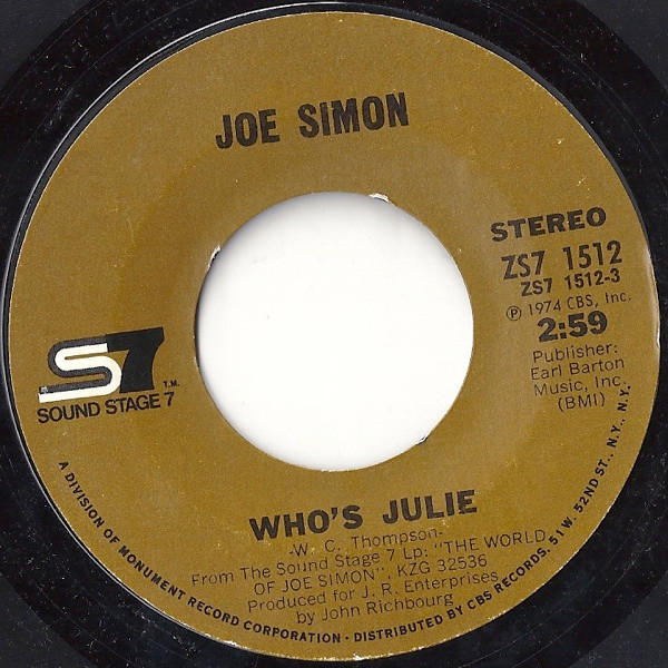 Joe Simon - Who's Julie / The Girl's Alright With Me | Sound Stage 7 (ZS7 1512) - main Joe Simon - Who's Julie / The Girl's Alright With Me | Sound Stage 7 (ZS7 1512) - main