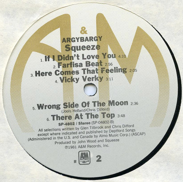 Squeeze - Argybargy | A&M Records (SP-4802) - 4