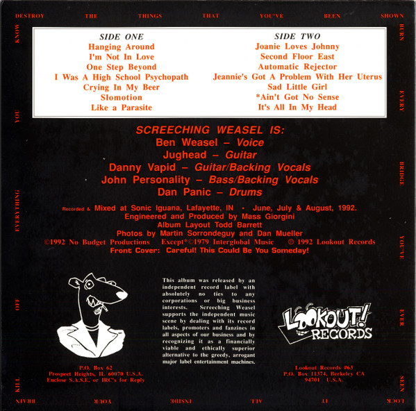 Screeching Weasel - Wiggle | Lookout! Records (Lookout #63) - 2