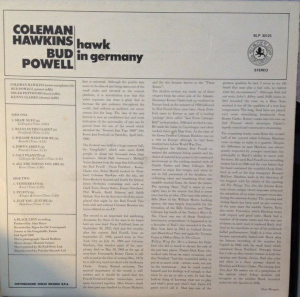 Coleman Hawkins & Bud Powell - Hawk In Germany | Black Lion Records (BLP 30125) - 2