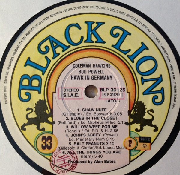 Coleman Hawkins & Bud Powell - Hawk In Germany | Black Lion Records (BLP 30125) - 3
