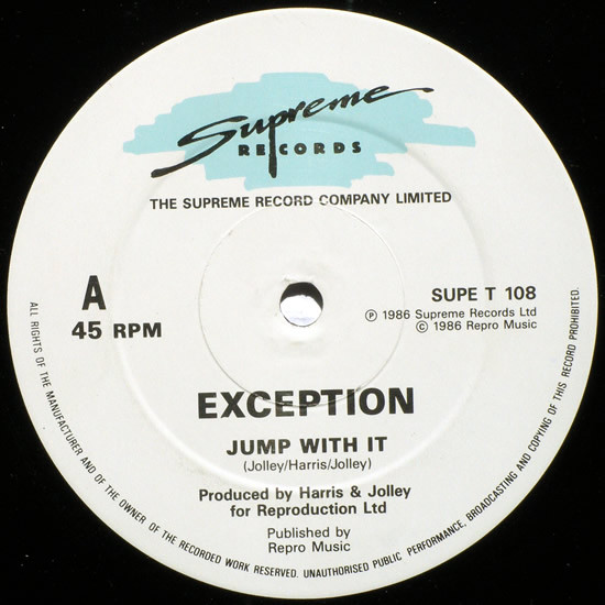 Exception - Jump With It | Supreme Records (SUPE T 108) - 2