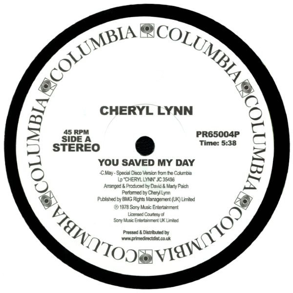 Cheryl Lynn - You Saved My Day / Got To Be Real | Columbia (PR65004P)