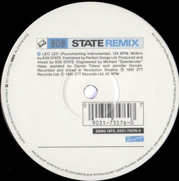 808 State - In Yer Face (Remix) | ZTT (ZANG 14TX) - 3