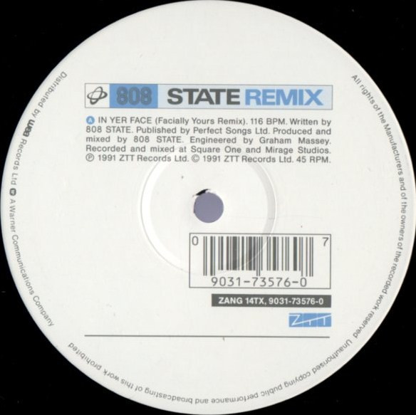 808 State - In Yer Face (Remix) | ZTT (ZANG 14TX) - 2