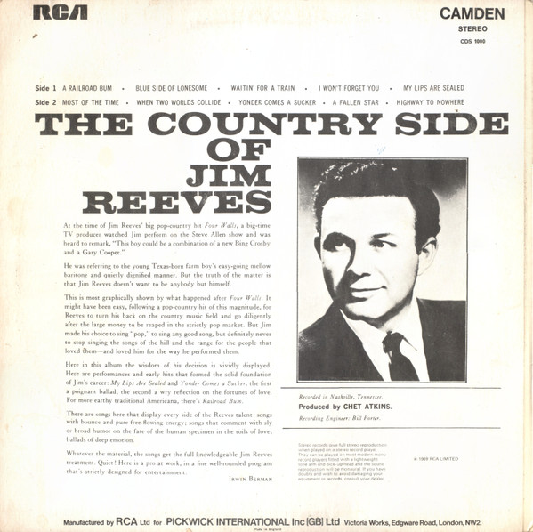 Jim Reeves - The Country Side Of Jim Reeves | RCA Camden (CDS 1000) - 2 Jim Reeves - The Country Side Of Jim Reeves | RCA Camden (CDS 1000) - 2