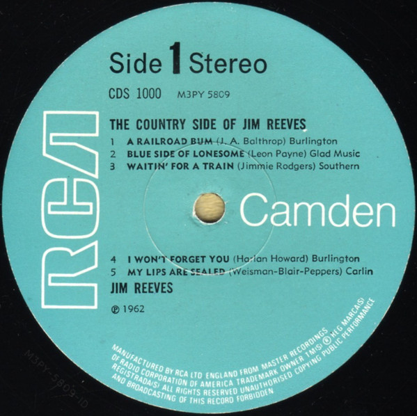 Jim Reeves - The Country Side Of Jim Reeves | RCA Camden (CDS 1000) - 3 Jim Reeves - The Country Side Of Jim Reeves | RCA Camden (CDS 1000) - 3