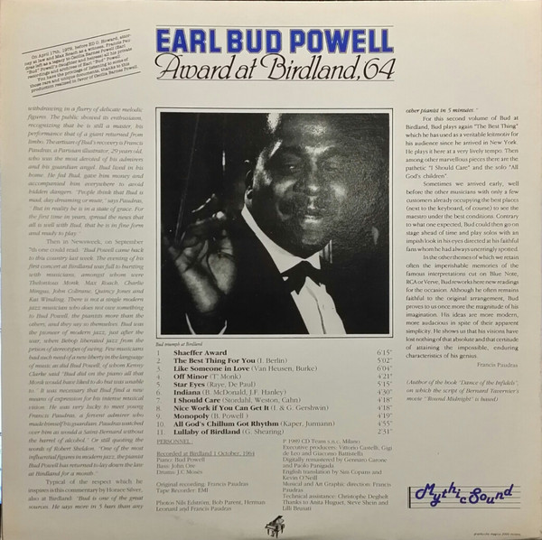 Bud Powell - Award At Birdland, 64 | Mythic Sound (MS 6010-1) - 2