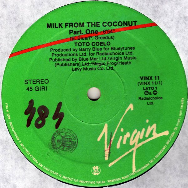 Toto Coelo - Milk From The Coconut | Virgin (VINX 11) - main