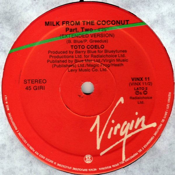 Toto Coelo - Milk From The Coconut | Virgin (VINX 11) - 2