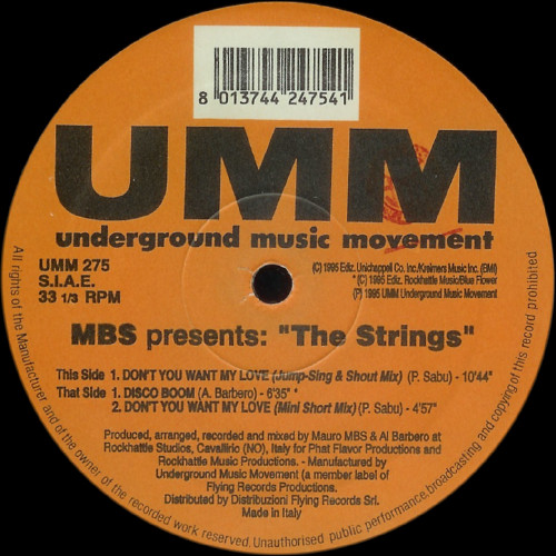 MBS Presents The Strings - Don't You Want My Love / Disco Boom | UMM (UMM 275)