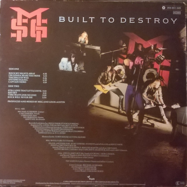 The Michael Schenker Group - Built To Destroy | Chrysalis (205 651) - 2
