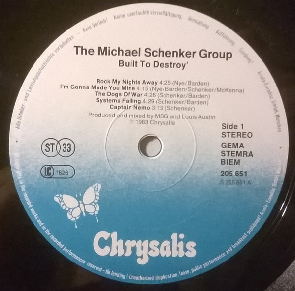 The Michael Schenker Group - Built To Destroy | Chrysalis (205 651) - 3