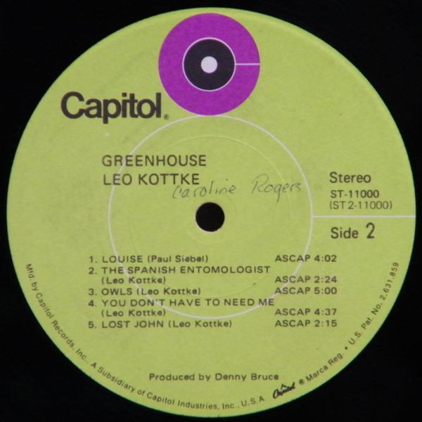 Leo Kottke - Greenhouse | Capitol Records (ST-11000) - 4 Leo Kottke - Greenhouse | Capitol Records (ST-11000) - 4