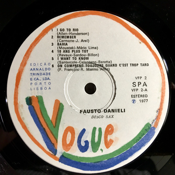 Fausto Danieli, Son Saxophone Et Son Orchestre - Disco Sax | Vogue (VFP 2) - 3