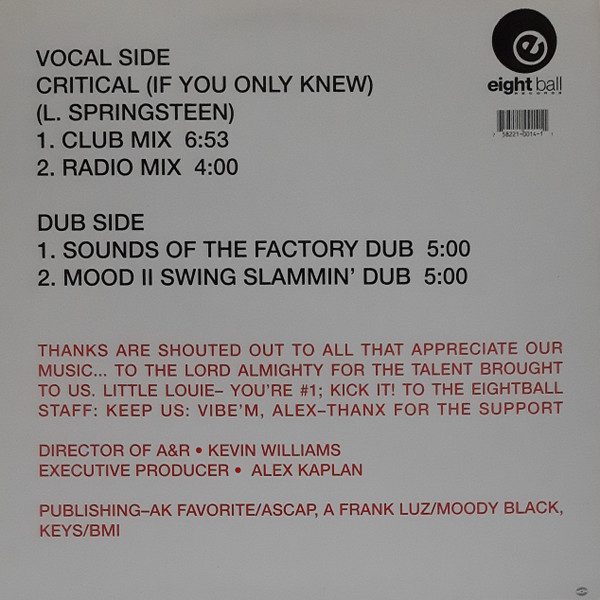 Wall Of Sound Featuring Gerald Latham - Critical (If You Only Knew) | Eightball Records (EB 014) - 2