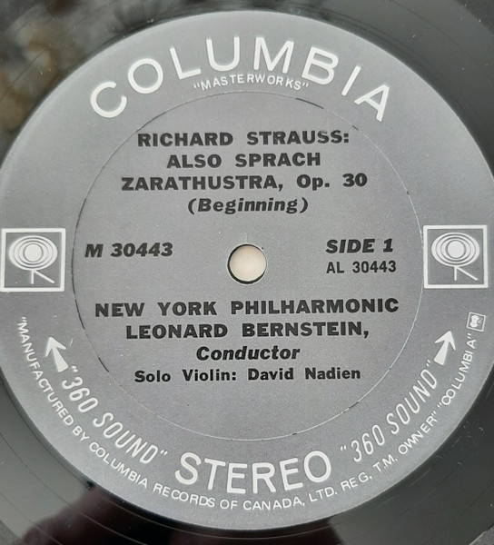 Richard Strauss - New York Philharmonic , Leonard Bernstein - Also Sprach Zarathustra [Vinyl] | Columbia Masterworks (M 30443) - 2