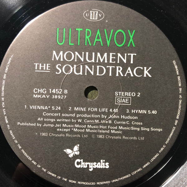 Ultravox - Monument The Soundtrack | Chrysalis (CHG 1452) - 4