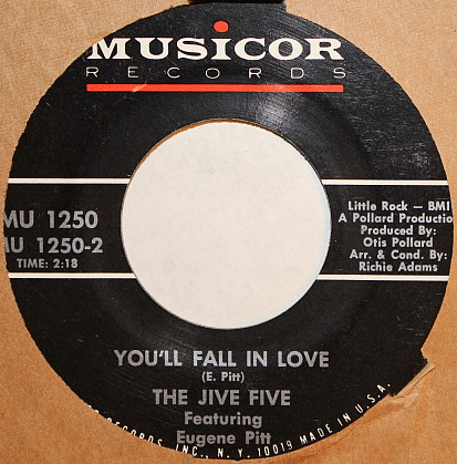 The Jive Five Featuring Eugene Pitt - Crying Like A Baby / You'll Fall In Love | Musicor Records (MU 1250) - 2 The Jive Five Featuring Eugene Pitt - Crying Like A Baby / You'll Fall In Love | Musicor Records (MU 1250) - 2