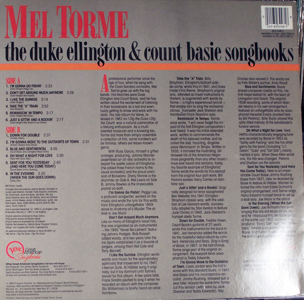 Mel Torme - The Duke Ellington & Count Basie Songbooks | Verve Records (823 248-1) - 2 Mel Torme - The Duke Ellington & Count Basie Songbooks | Verve Records (823 248-1) - 2
