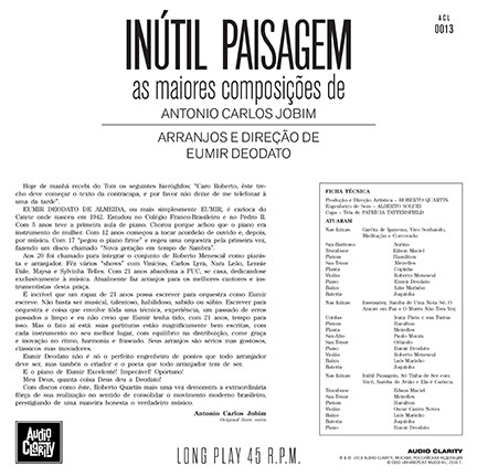 Eumir Deodato - Inutil Paisagem | Audio Clarity (ACL0013) - 2 Eumir Deodato - Inutil Paisagem | Audio Clarity (ACL0013) - 2