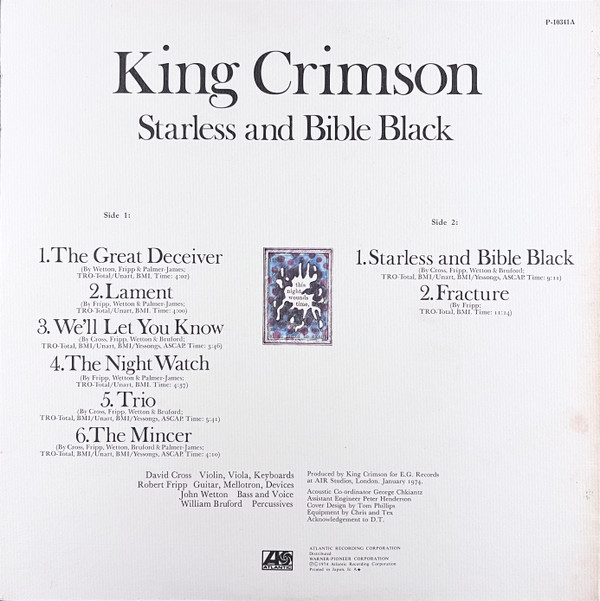 King Crimson = King Crimson - Starless And Bible Black = 暗黒の世界 | Atlantic (P-10341A) - 2